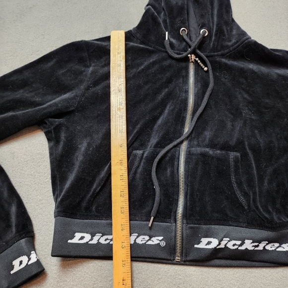 Dickies Velour Cropped Zip Jacket Hoodie Sz Med - Picture 9 of 10